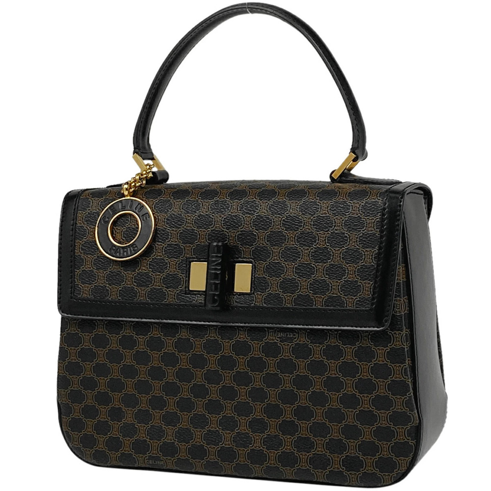 Celine Macadam Handbag Shoulder Bag Canvas Black Brown